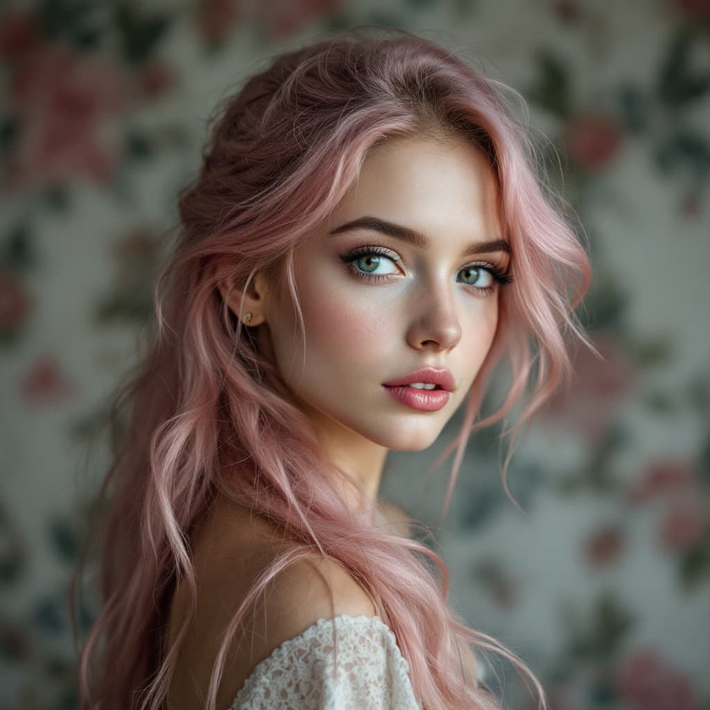 AI generated: girl with pink hair
