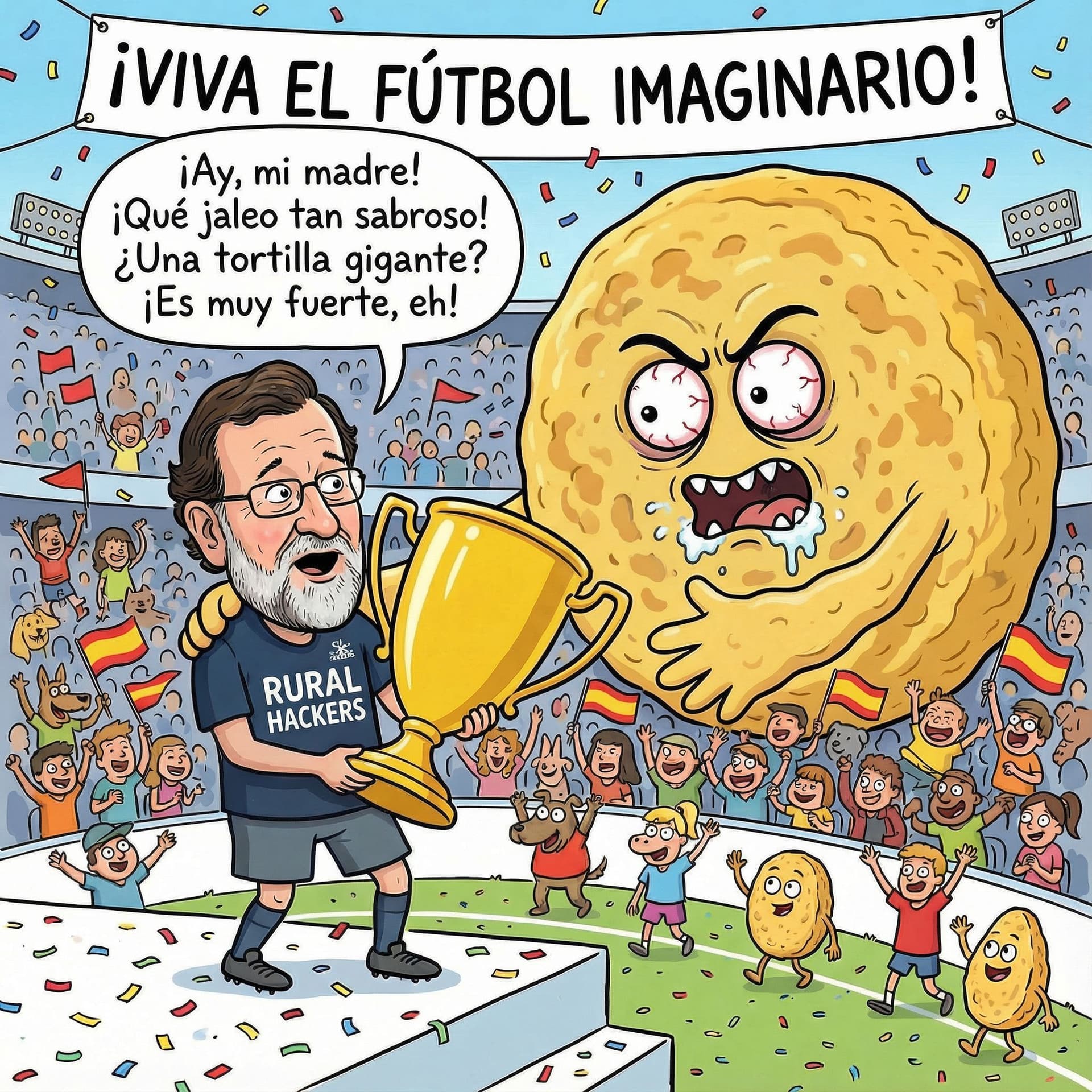 AI generated: tortilla has rabies and rajoy tiene la camiseta de rural hackers