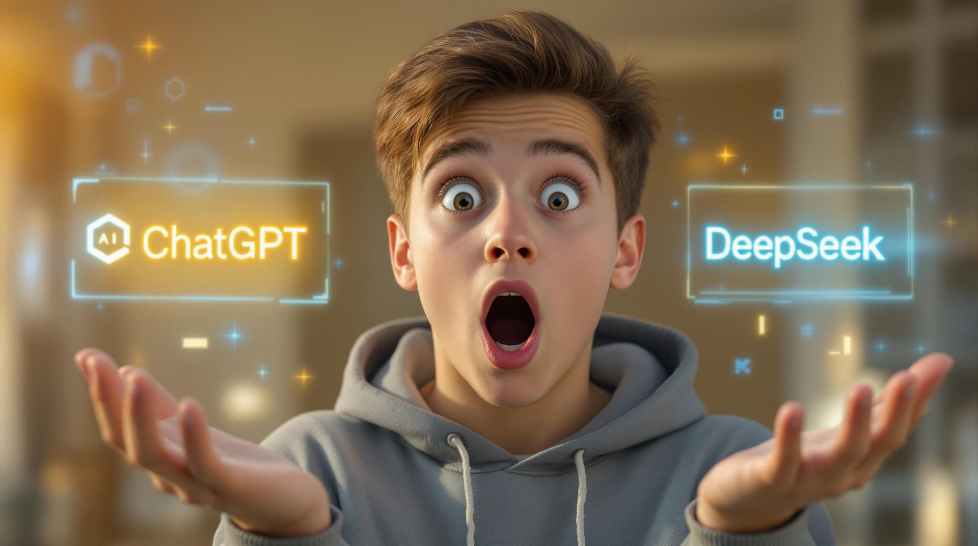 AI generated: "A 15-year-old boy is at the center of the frame, slightly zoomed-in with a realistic, shocked expre...