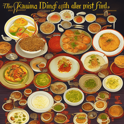AI generated: The king and a thousand dishes of food.