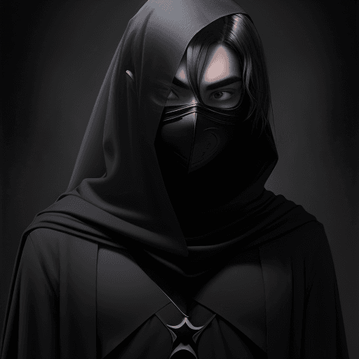 AI generated: /imagine young person with jet-black hair and a mysterious mask, wielding dark magic with an air of ...