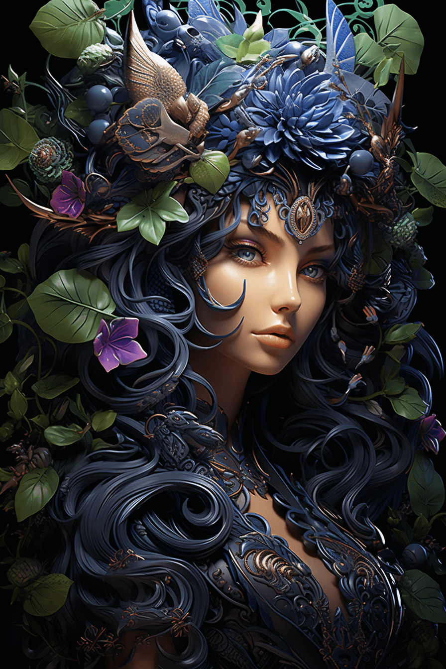 AI generated: An elusive fae with emerald eyes and gleaming lavender scales detailed with enchanting moon-shaped p...