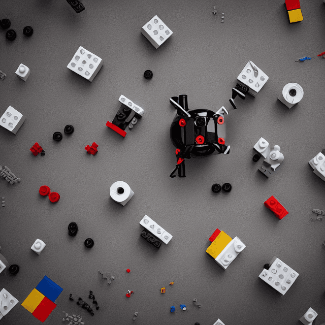 AI generated: High resolution photography, of  mini cute dron, with mini lego parts,minimalistic desing 8k,3d