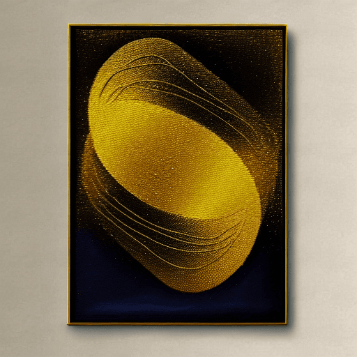 AI generated: A abstract art oil painting. Golden waves. Golden Bubbles Bubbles. A golden crate. No blue. No red. 