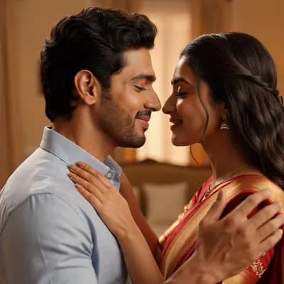 AI generated video: indian couple kissing