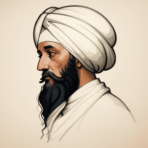AI generated: drawing of an old turban wearing saint, in the style of video montages, nature-inspired art nouveau,...