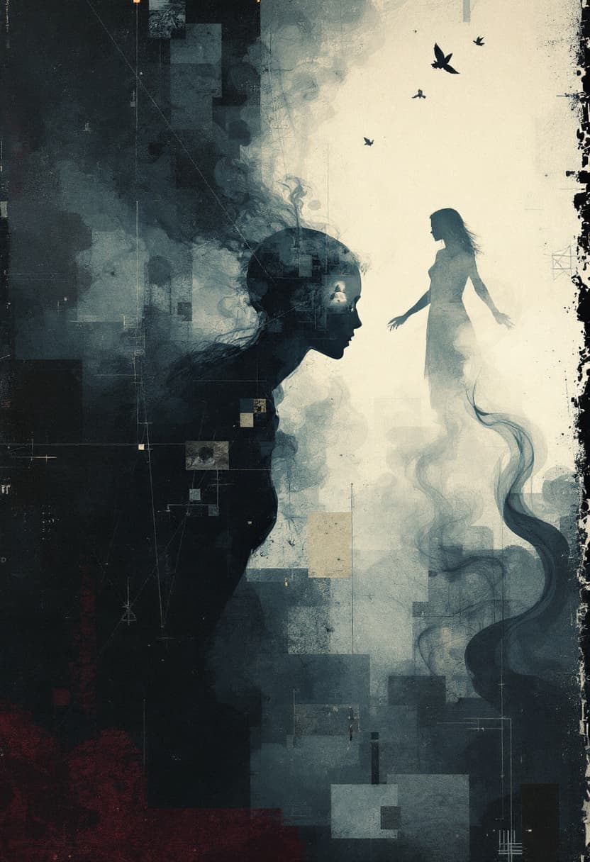 AI generated: Create a picture of "birth, death" (starting with a small picture of a baby, the shadow of a woman (...