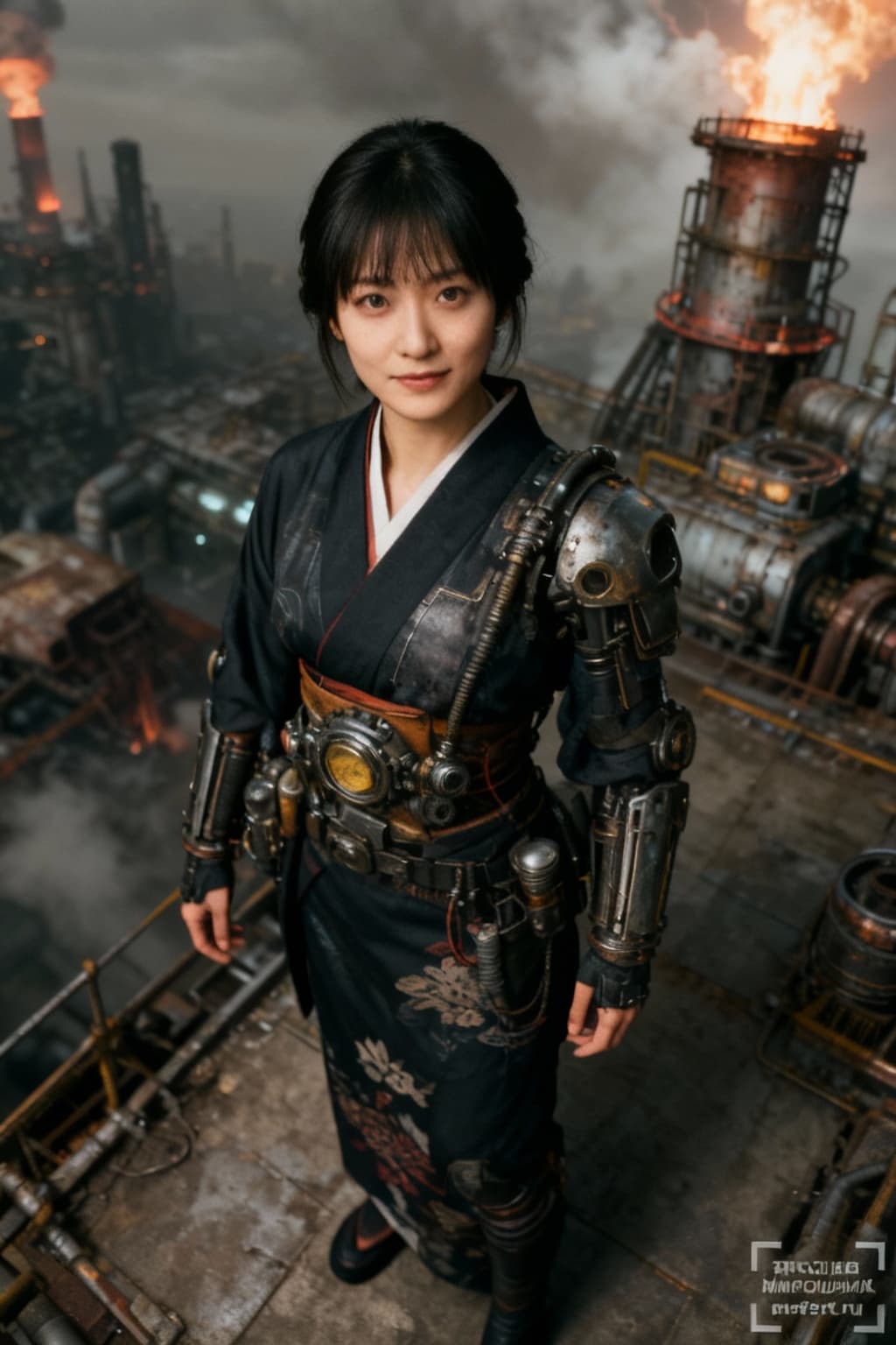 AI generated: A 30-year-old Japanese beauty.Atompunk,Whole body image, High Angle Shot, cinematic shot, Center the...