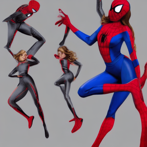 AI generated: sydney sweeney , suit spider-woman , spider-man costume , full body shot , detailed face , detailed ...