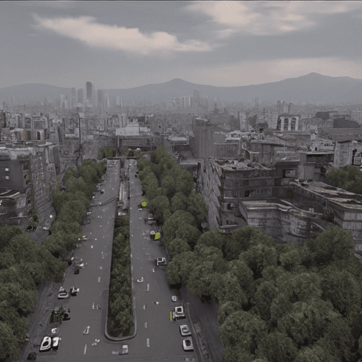 AI generated: Mexico City, buildings full of nature and zombies in the streets, ultra-realistic style, 4k