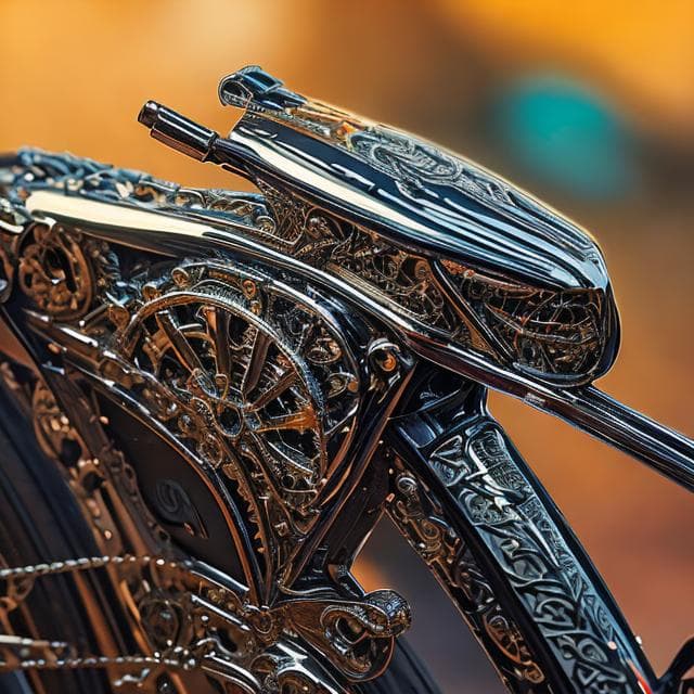 AI generated: a Lowrider bicycle, (detailed stunning environment), cinematic, cover art, (low front angle), full v...