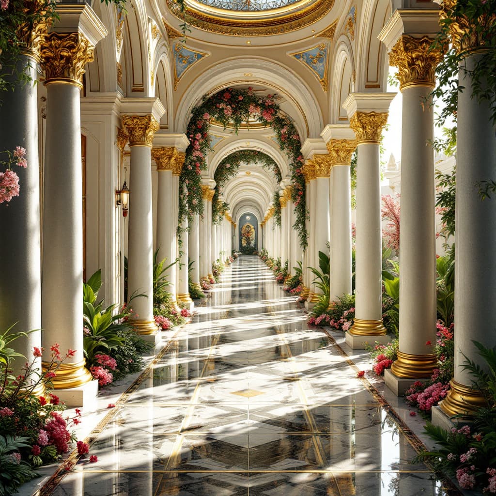 AI generated: A mansion in the Internal worlds of the higher Dimensions with flowers and plants merging with the a...