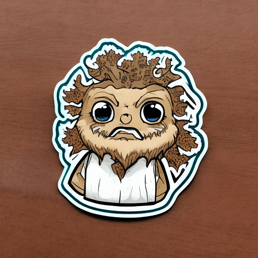 AI generated: Generate a cute chibi sticker. The sticker will be a wise, ancient tree spirit in the form of a gnar...