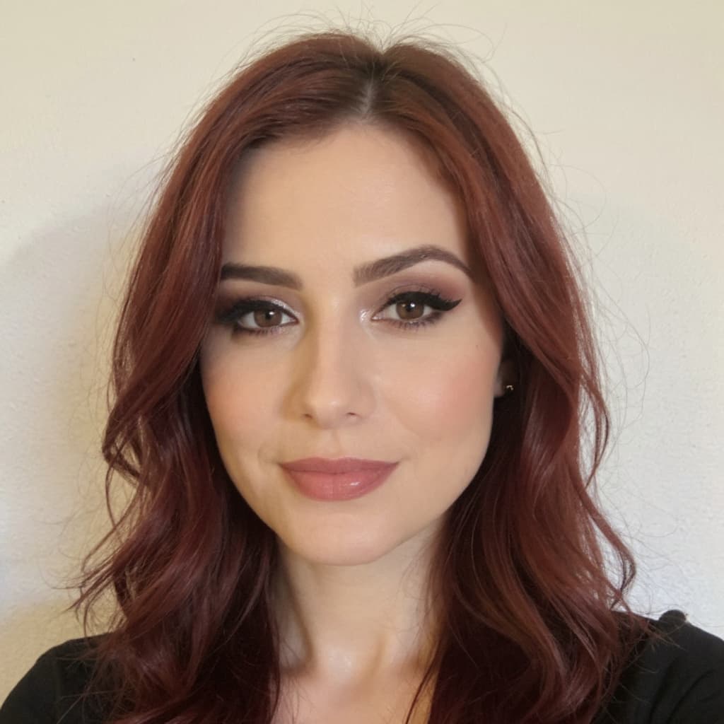 AI generated: erstelle an mir ein perfektes makeup und eine top frisur die zu mir passt, meine haarfarbe soll brün...