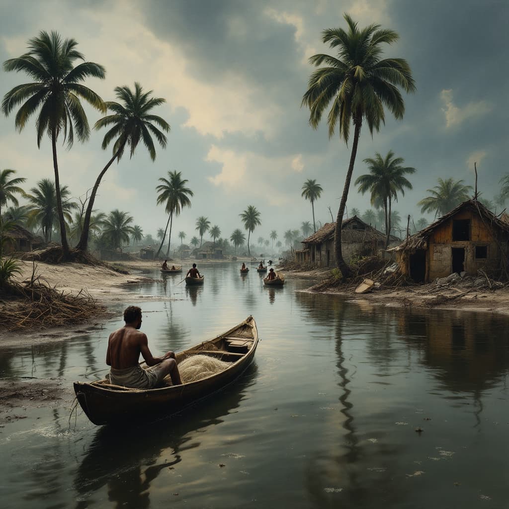 AI generated: "A highly detailed 4K painting in the style of Leonardo da Vinci, depicting a mangrove swamp in Baye...