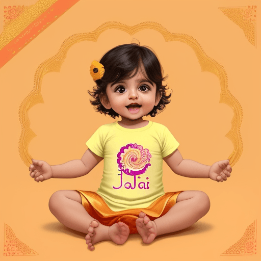 AI generated: make a cute t-shirt design for babies about Diwali with the text "sweet like Jalebi"