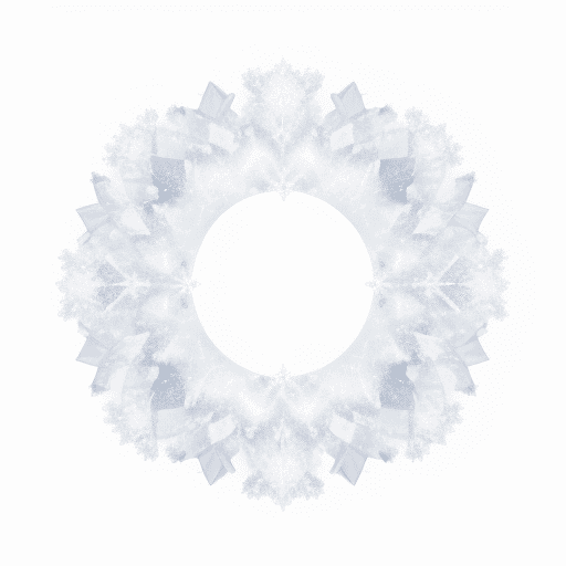 AI generated: a full white and ethereal background with a crystallized circle floating in the middle of the screen...