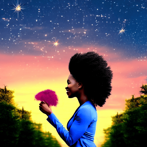 AI generated: a   landscape urban fantasy picture which captures self-discovery and personal growth of an african ...