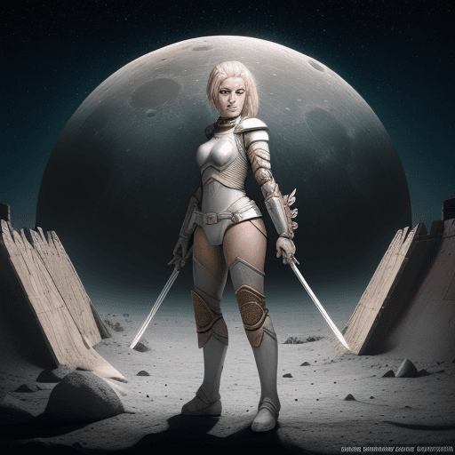 AI generated: female star warrior on moon