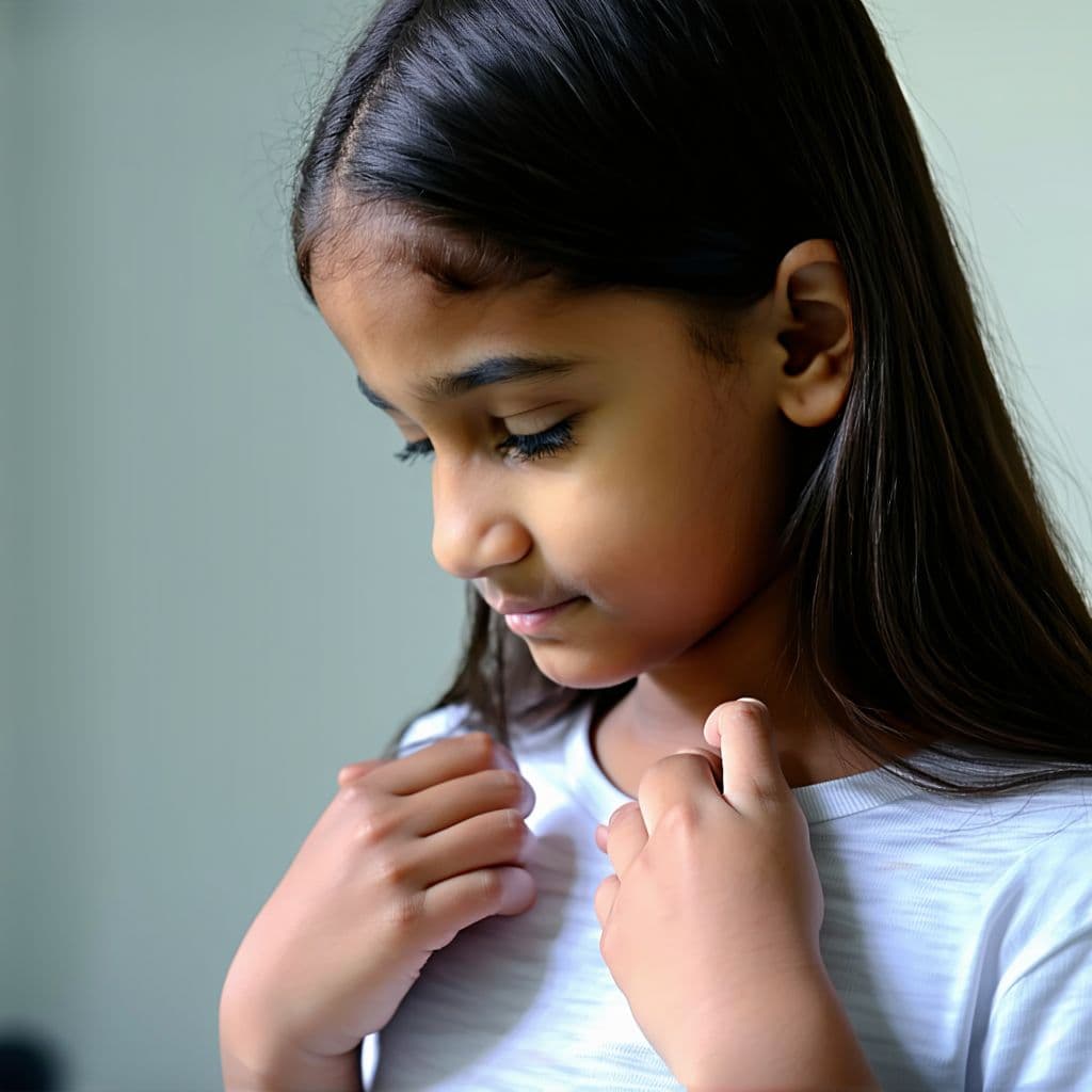 AI generated: 13 year old girl examining her vagina with her fingers