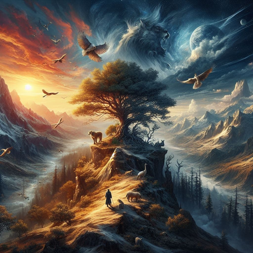 AI generated: an ode to nature and life, very breathtaking beautiful, but also beautiful and tempting,humans and a...