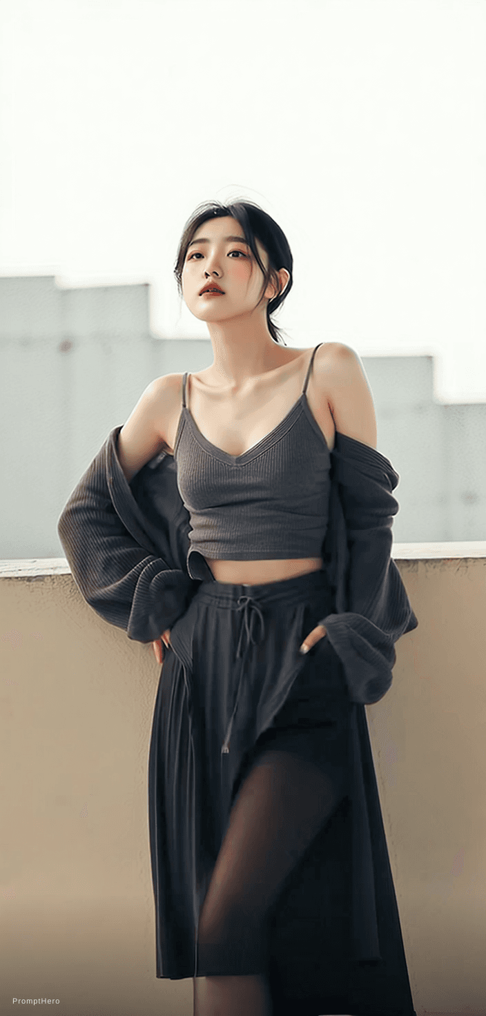 AI generated: 9:16 vertical — editorial portrait, single subject  soft black mist filter, subtle haze, gentle high...