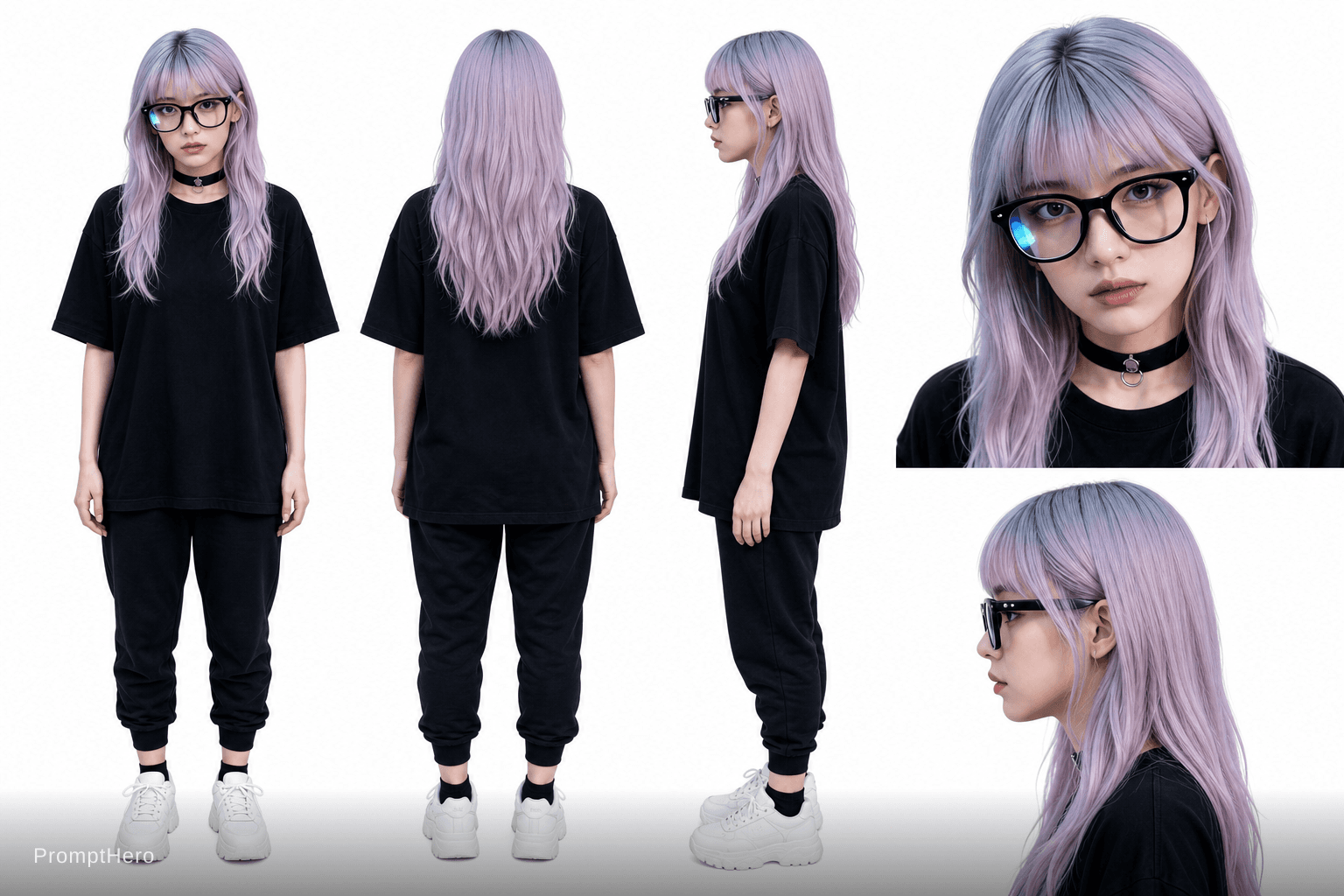 AI generated: make @image1 Character sheet,front,back,and profile. Photorealistic,on a white background. also put ...