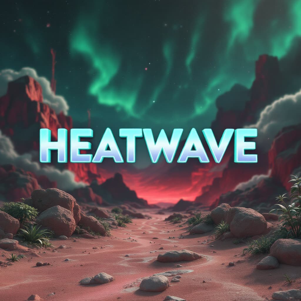 AI generated: Cinematic 3D Text "HEATWAVE", vaporwave cubism Background::1 Cinematic 3D Text Effect "Organic"::2 -...