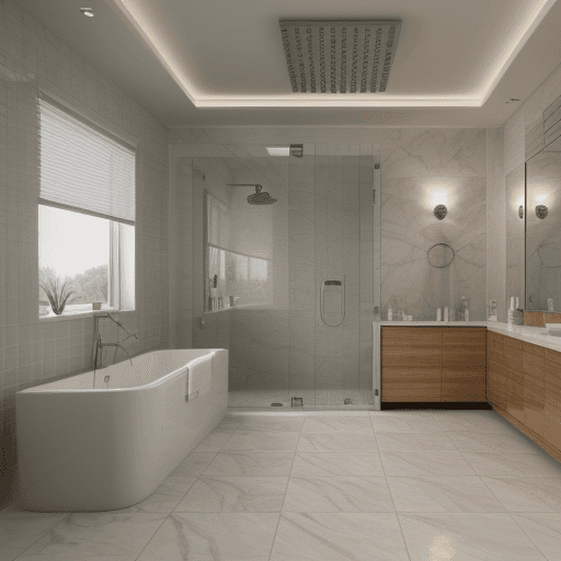 AI generated: high resolution photography interior design,4k,8k,corona 9,3ds max 2023,bathroom,shower,and only 1 t...