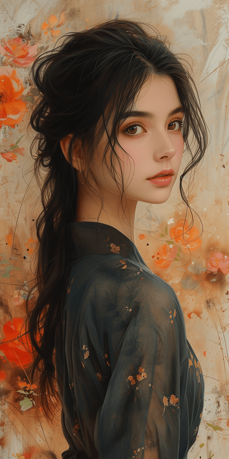 AI generated: watercolor painting of a woman, in the style of serene pastoral scenes, i can't believe how beautifu...