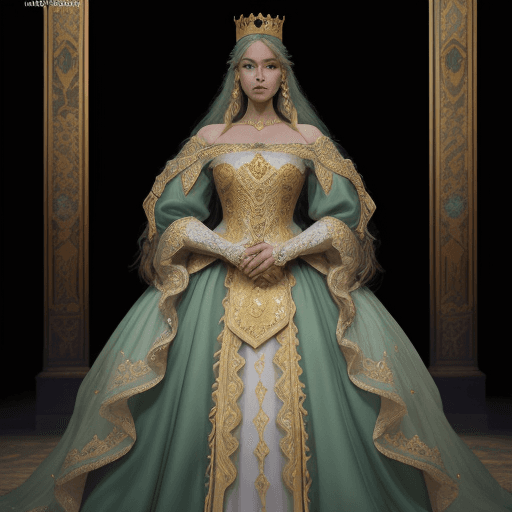 AI generated: A new female NPC, la Reina: Los padres de Aurora, que también han sido engañados, full body image, Y...
