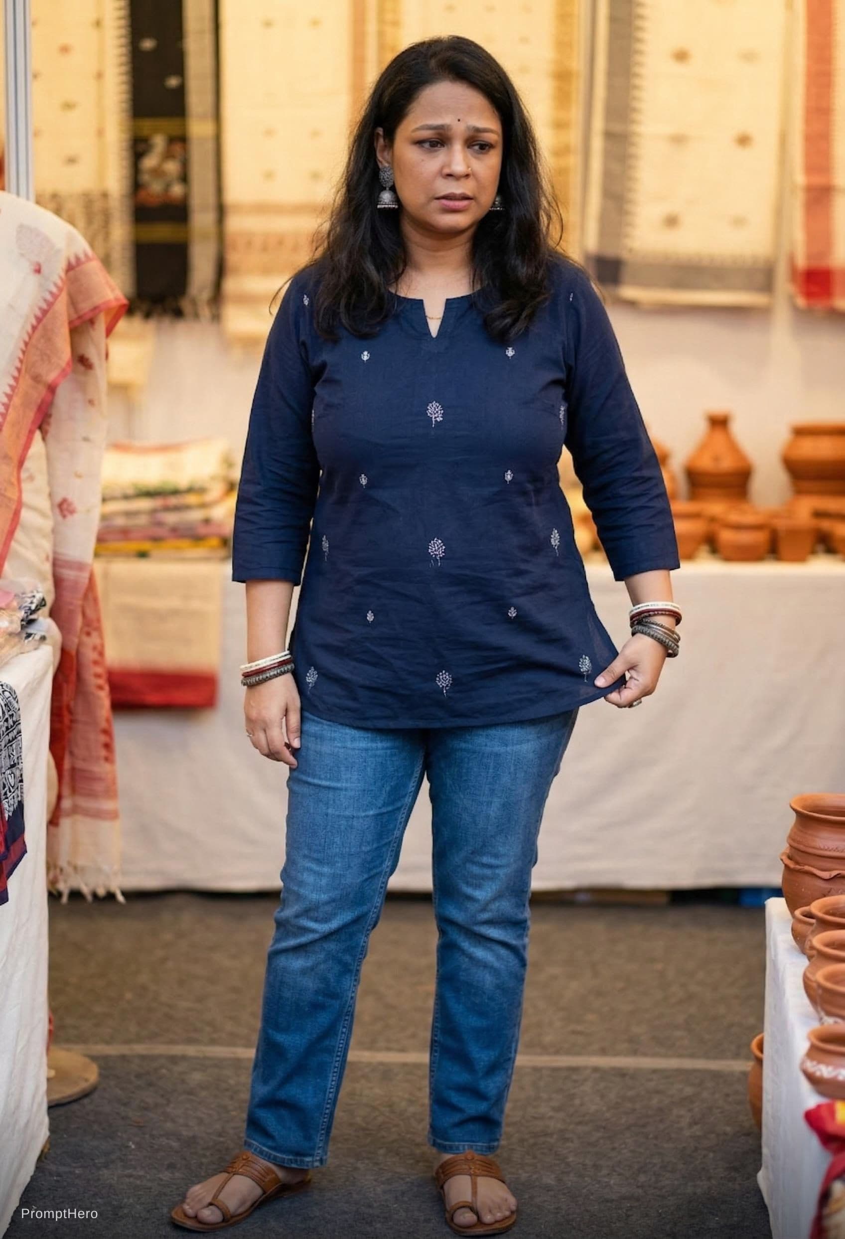 AI generated: My wife Neha was very conservative in nature. She always preferred to wear Saree or salwar suit. I i...