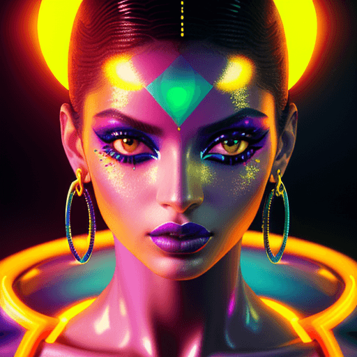 AI generated: a close up of a woman's sun kissed Egyptian face with bright makeup, inspired by David LaChapelle, m...