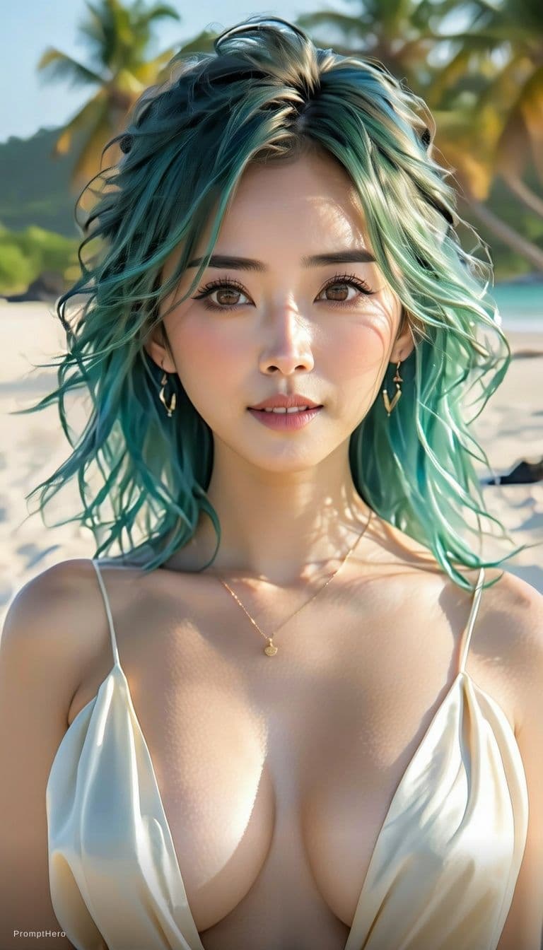 AI generated: hyper-realistic cinematic 16:9 portrait of a seductive young East Asian woman (Xiumei), standing on ...