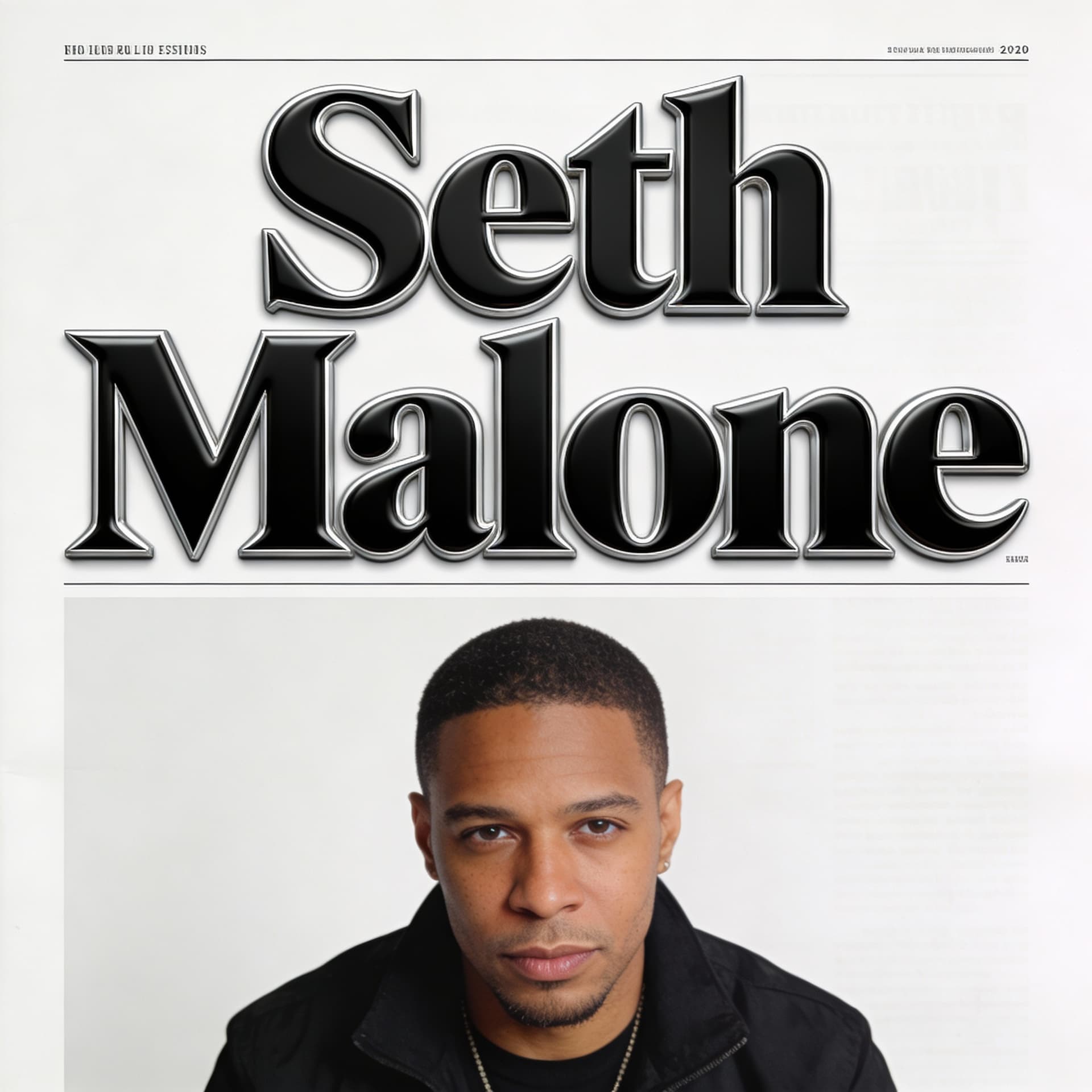 AI generated: The text “Seth Malone” designed as a bold, iconic magazine cover masthead. Large, confident, high-im...