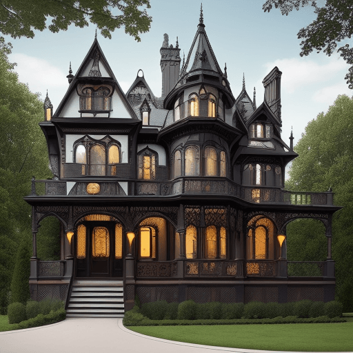 AI generated: "Craft an image of a Victorian house exterior characterized by ornate architectural details popular ...