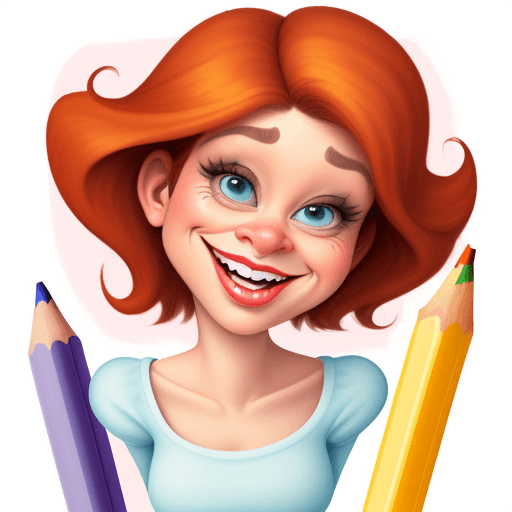 AI generated: Caricatures pencil drawing, cute woman, mid-20's, color pencils, in the style of Pixar, hilariously ...