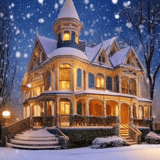 AI generated: Step into a world frozen in time, where the snowflakes dance delicately in the night sky and the bea...
