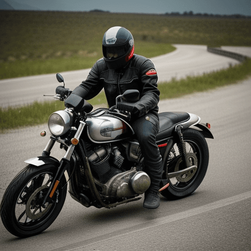 AI generated: a man in love with motorcycling. But he is also a speed freak, a dead man trying to live for love wi...