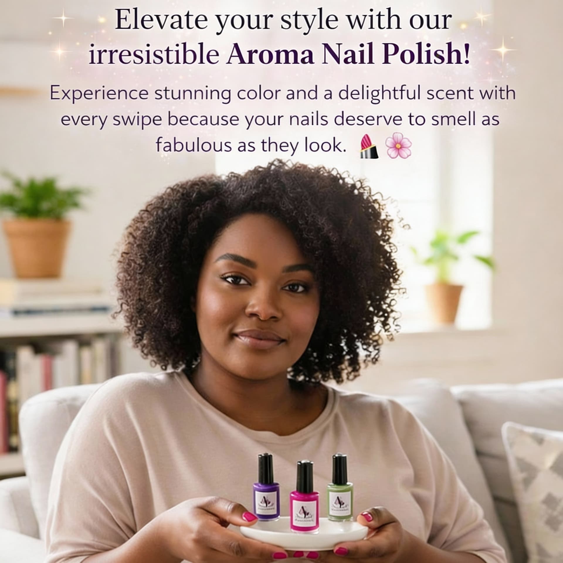 AI generated: ✨ Elevate your style with our irresistible Aroma Nail Polish! ✨ Experience stunning color and a deli...