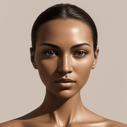 AI generated: a photo of a woman, in the style of minimalist beauty, light bronze and bronze, serene faces, sharp ...