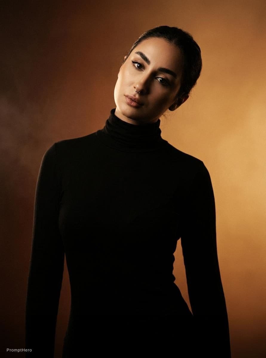AI generated: Whit my Face fashion editorial photography, front shot, upper body, professional female model, shot ...