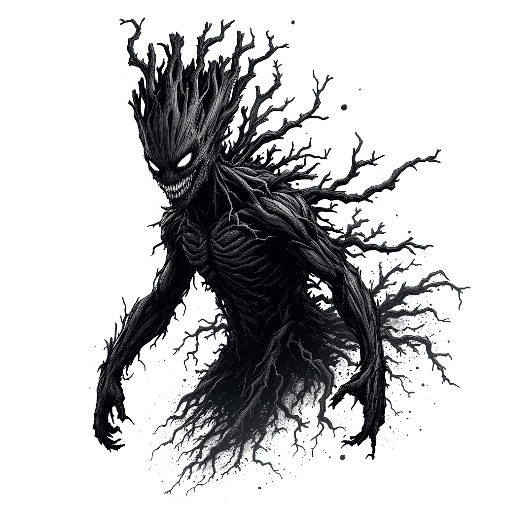 AI generated: Venom-style black groot