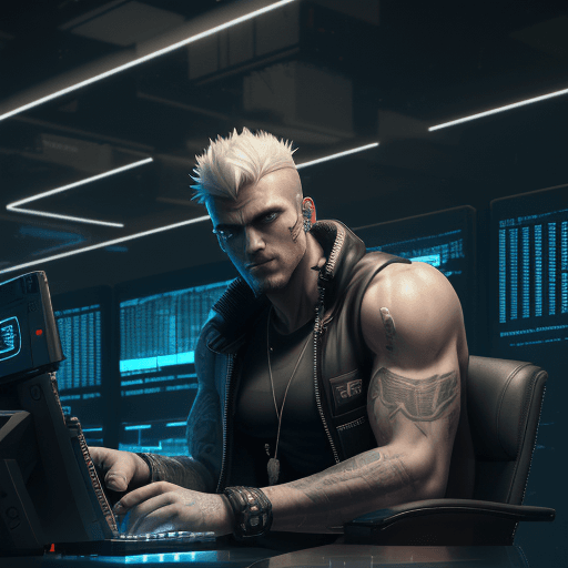AI generated: The Trading room is digital art dim, with only the white light from the screens illuminating the roo...
