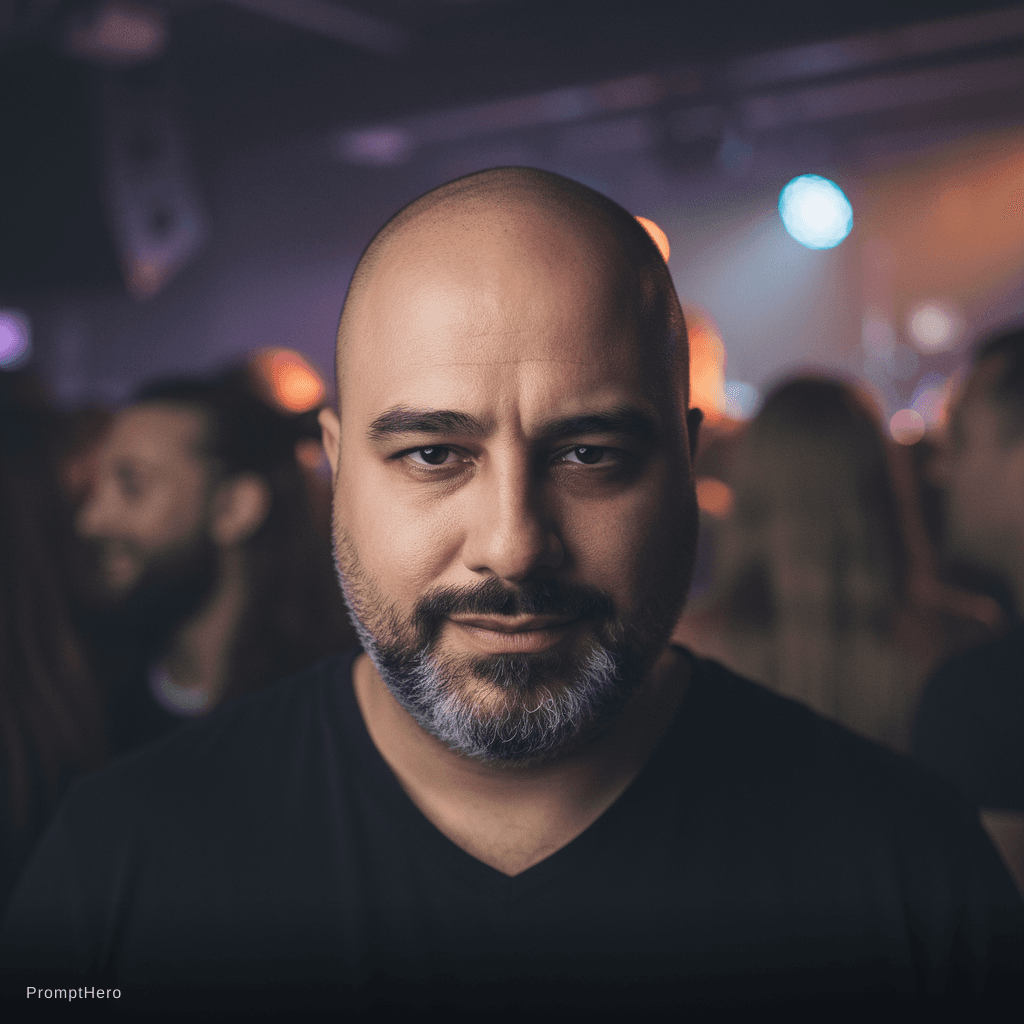 AI generated: A close up picture in a club in front of a blurry crowd