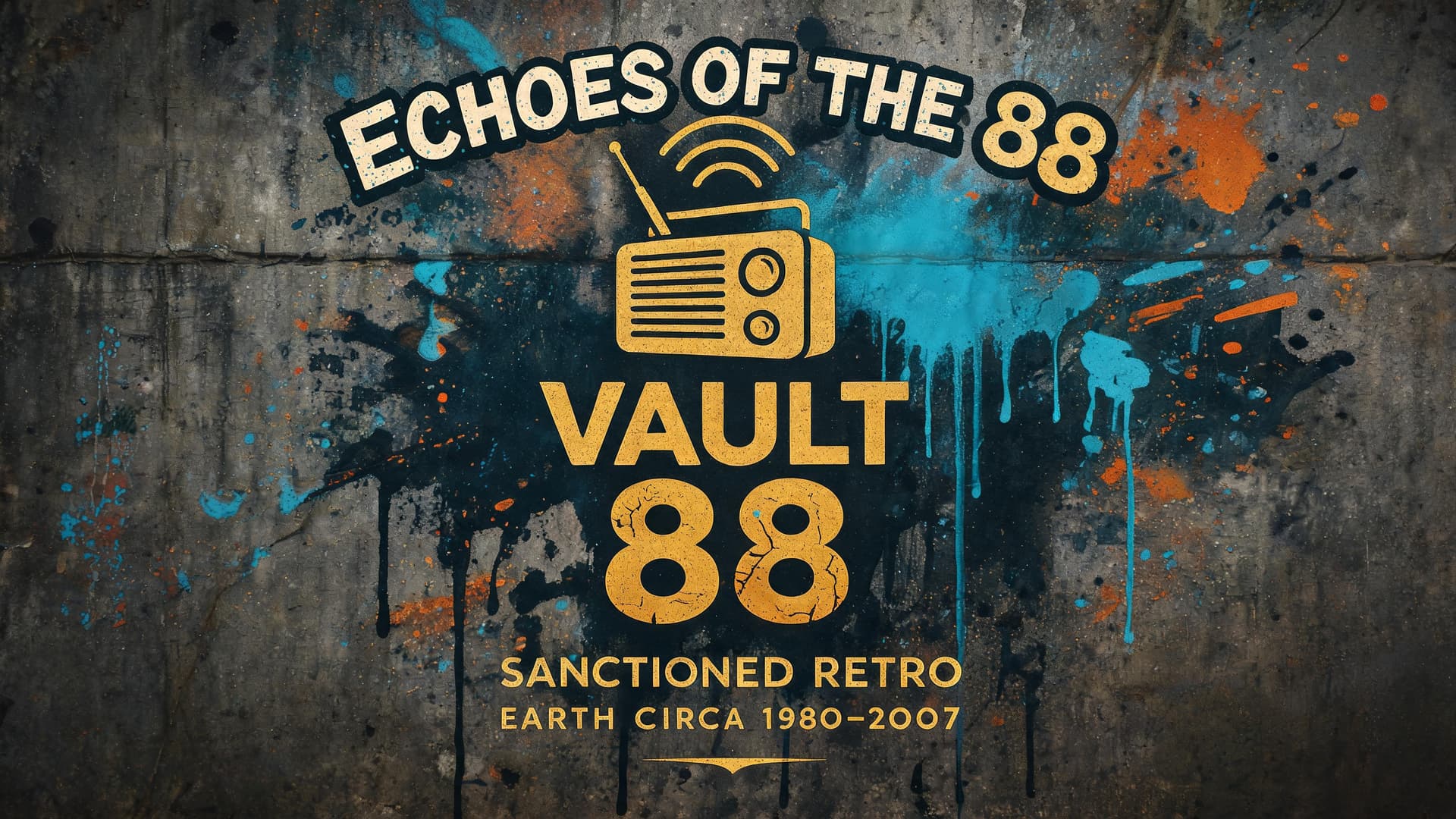 AI generated: Create various creations of the Vault 88 Branding, 

'Vault 88'

or

'Echoes of the 88.'