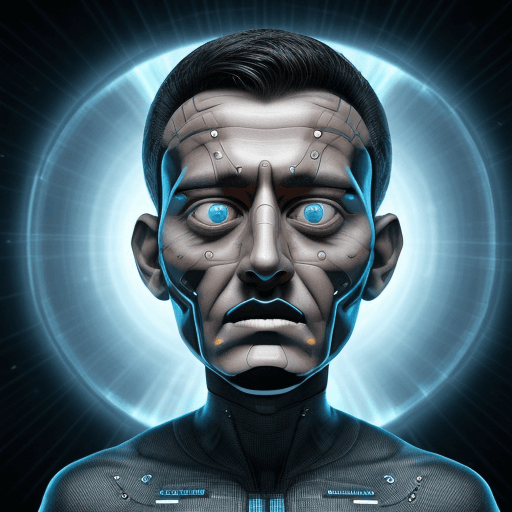 AI generated: man with a Futuristic space time and multiple thoughts fused to his brain, full body Blender 3D art,...
