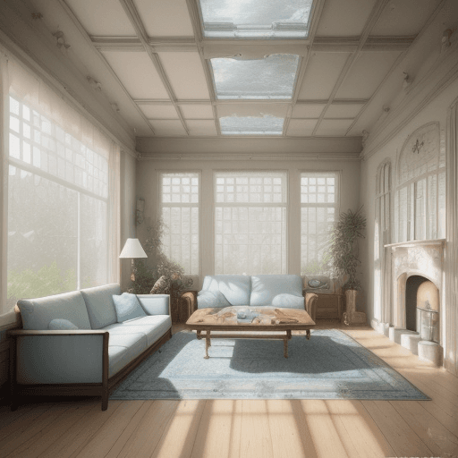 AI generated: High resolution photography interior design, dreamy sunken living room conversation pit, wooden floo...