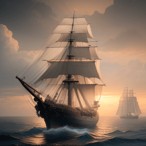 AI generated: Photo of a ultra realistic sailing ship, dramatic light, pale sunrise, cinematic lighting, battered,...