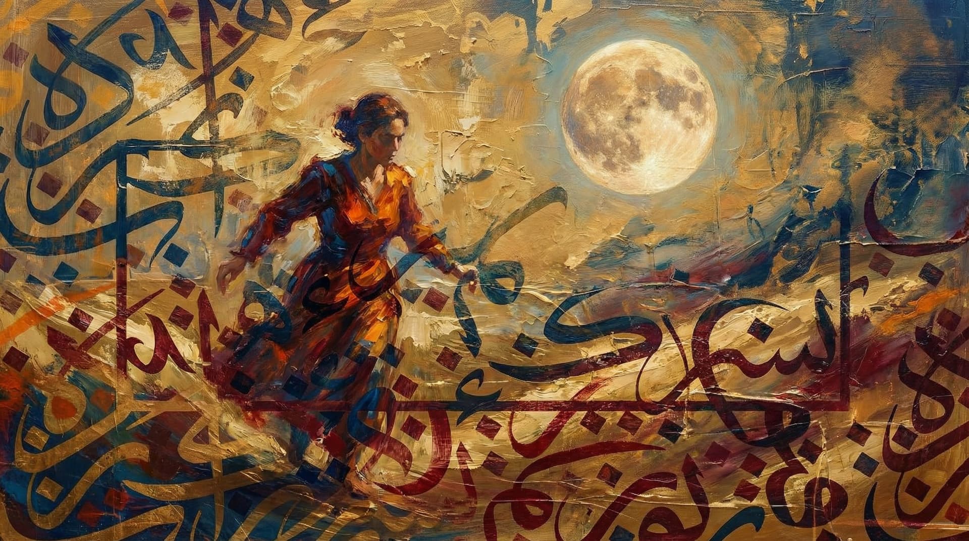 AI generated: the moonlight in bloom, painting, in the style of bay area figurative art, orange, realist figure pa...